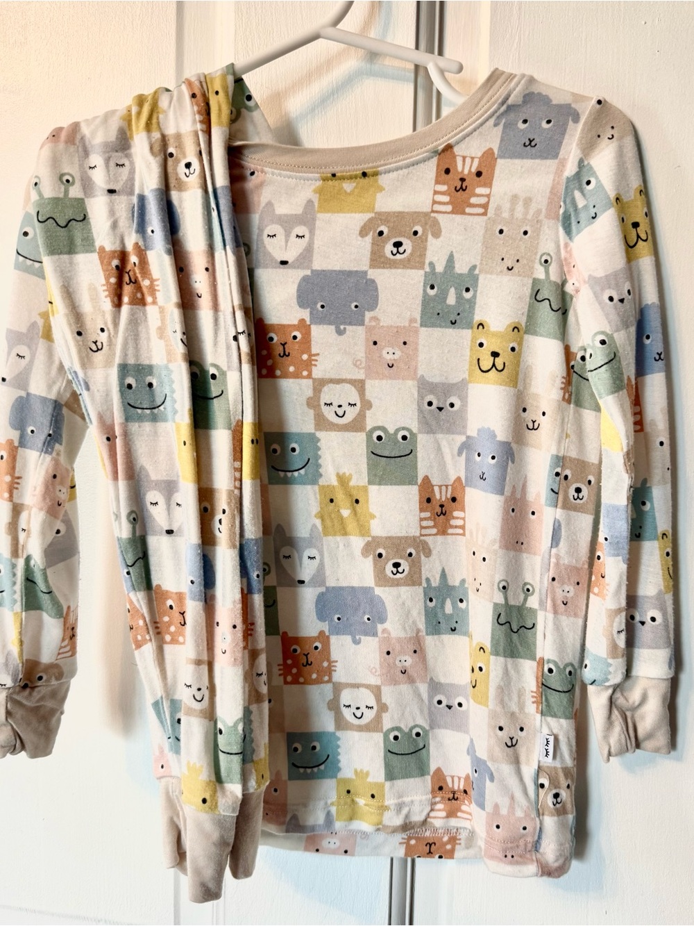 Kids Checker Animal Print Long Sleeve Pajama Top - Multicolor